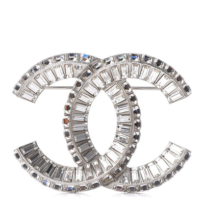 Chanel Baguette Crystal CC Brooch Silver 1 of 6
