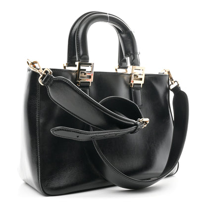 Fendi Vitello Glacier Small FF Tote Black 3 of 10