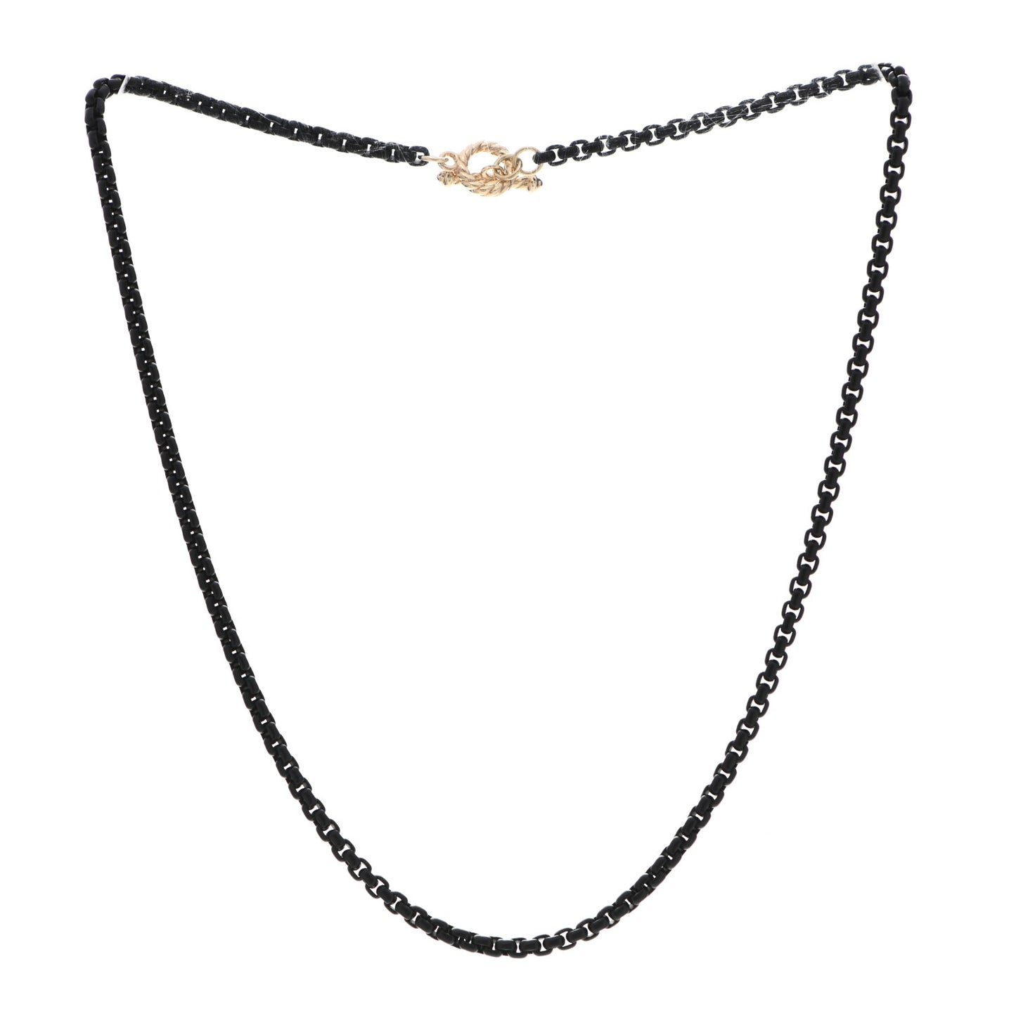 Stainless Steel 14K Yellow Gold 2.7mm Box Chain Necklace Black 14"