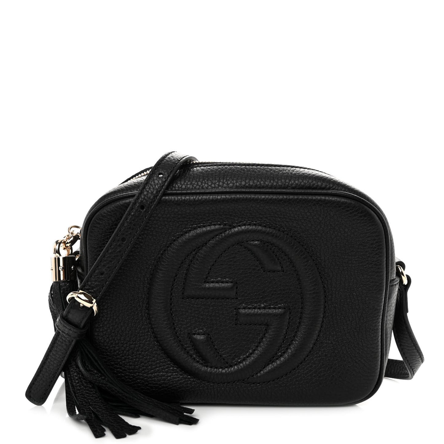 Pebbled Calfskin Small Soho Disco Bag Black
