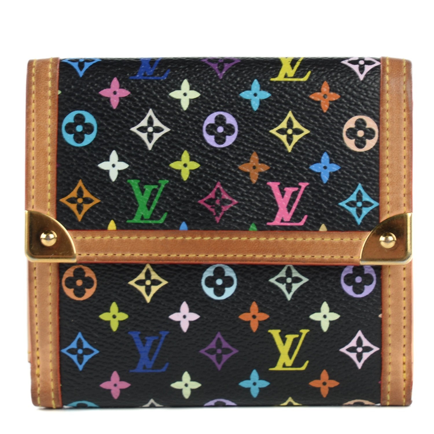 Louis Vuitton Monogram Multicolor Porte-Monnaie Billets Wallet Black 1 of 7