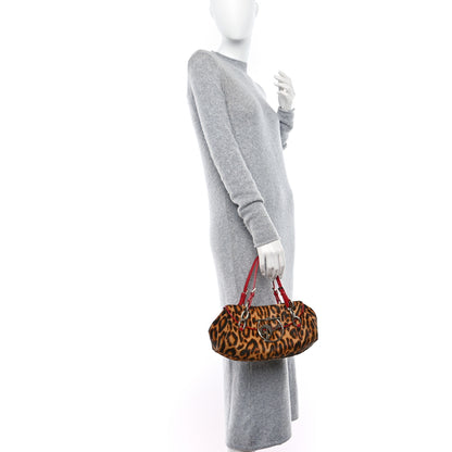 Christian Dior Pony Hair Leopard Print Diva Logo Shoulder Bag Red 2 of 8