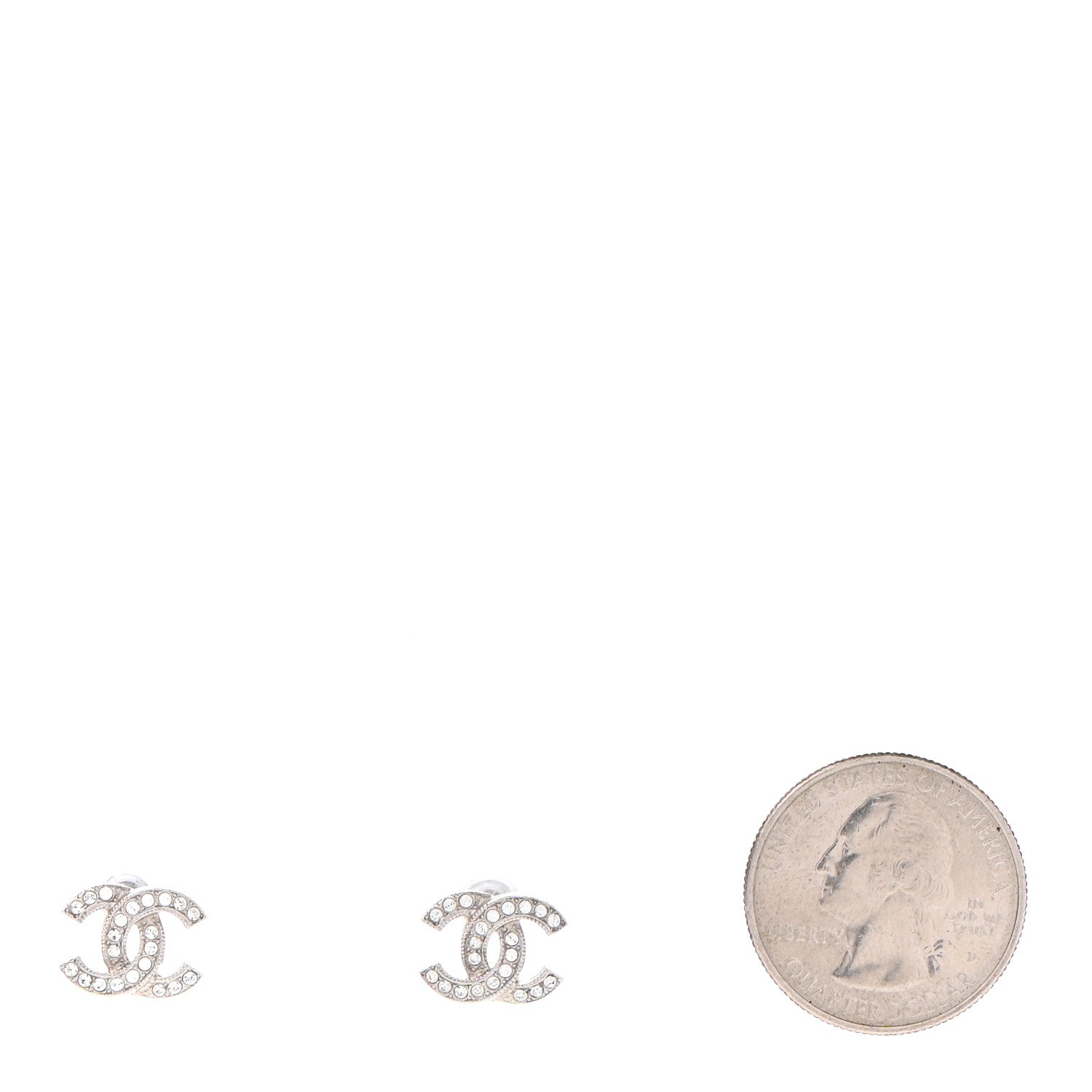 Chanel Crystal CC Earrings Silver 2 of 4
