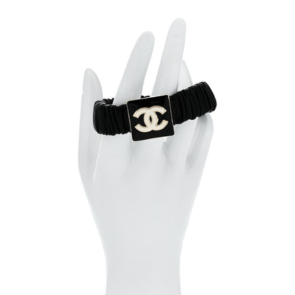 Chanel Lambskin Metal Enamel CC Hair Tie Black Gold 2 of 5