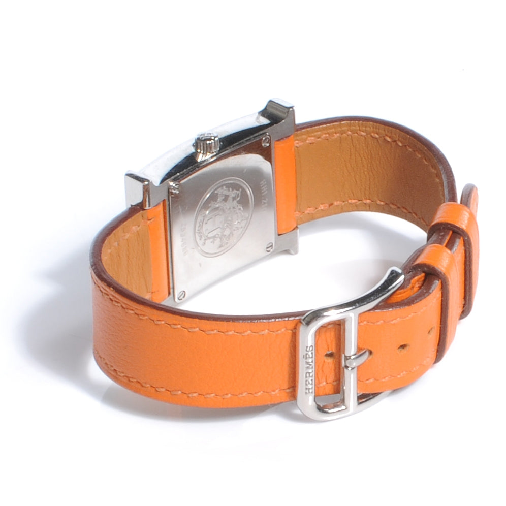 Stainless Steel Swift 21mm Heure H Hour Quartz Watch Orange