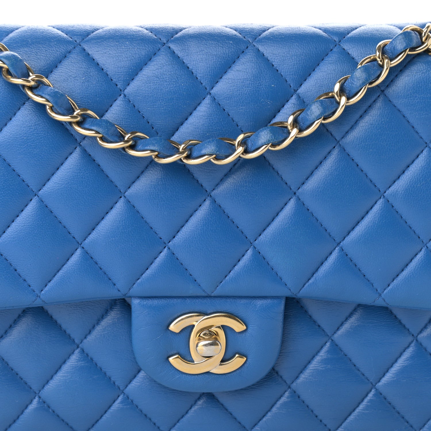 Chanel Lambskin Quilted Medium Double Flap Blue 8 of 13