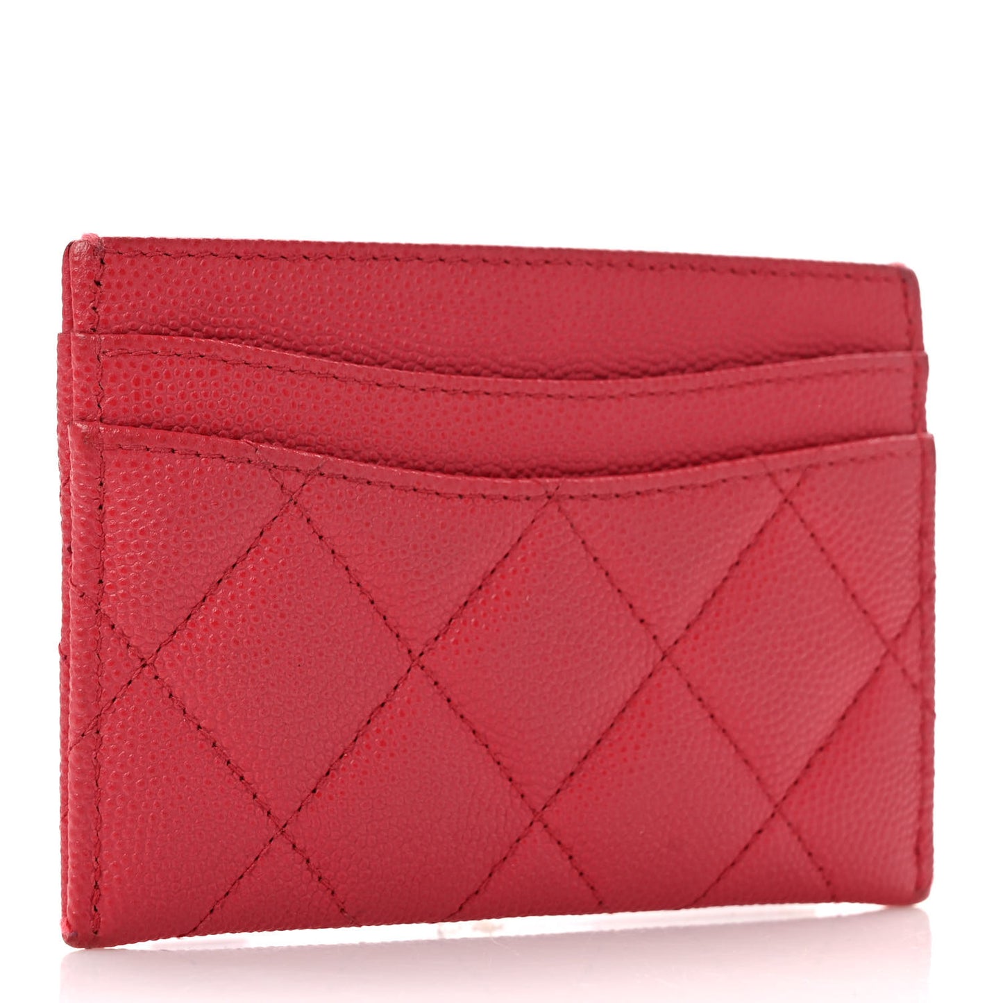 Caviar Quilted Card Holder Dark Pink