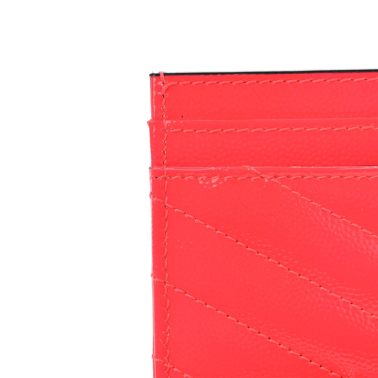 Grain De Poudre Matelasse Chevron Monogram Credit Card Case Neon Pink