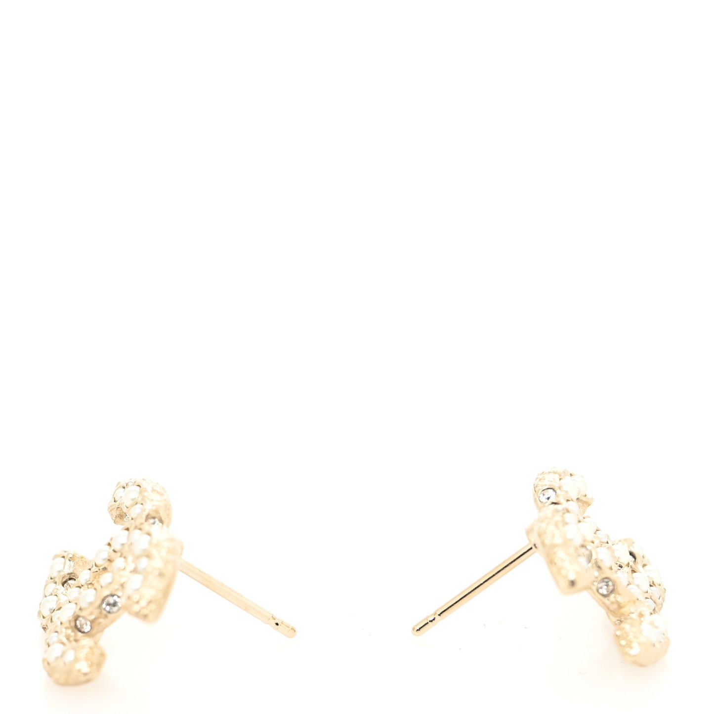 Pearl Crystal CC Earrings Light Gold