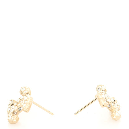 Chanel Pearl Crystal CC Earrings Light Gold 3 of 4