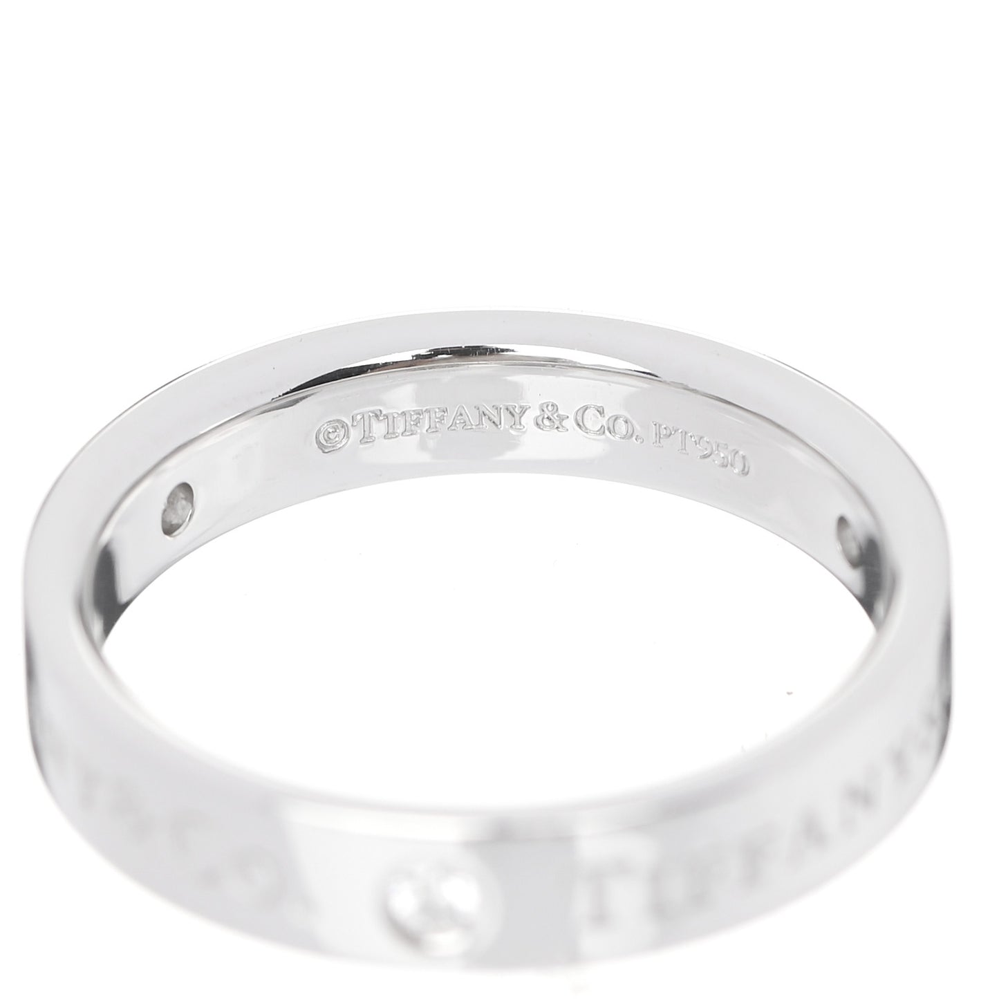 Platinum Diamond Logo Band Ring 51 5.75