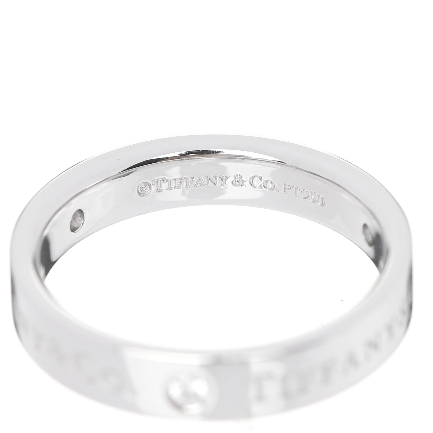 Tiffany Platinum Diamond Logo Band Ring 51 5.75 4 of 4