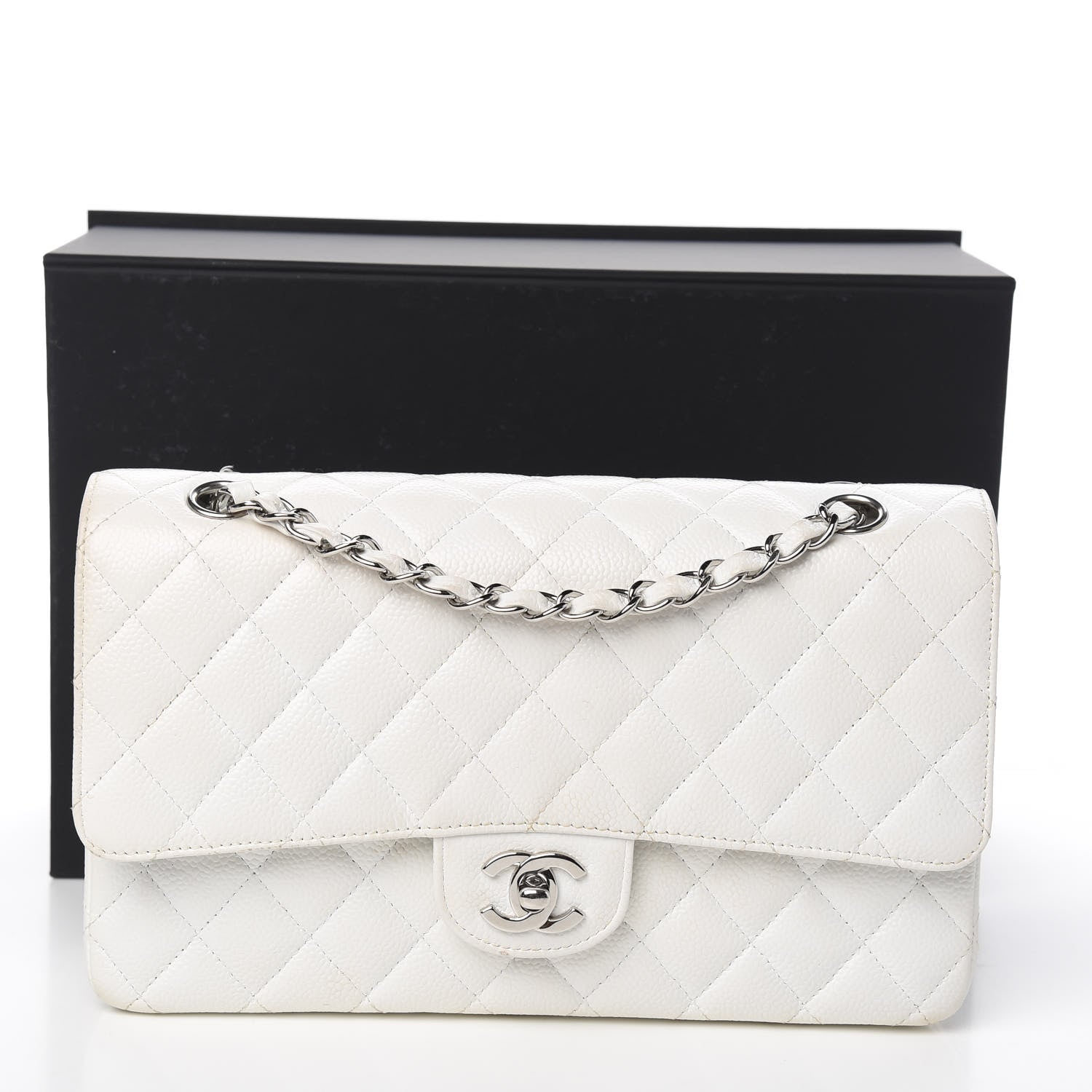 Chanel Caviar Quilted Medium Double Flap White 11 of 11