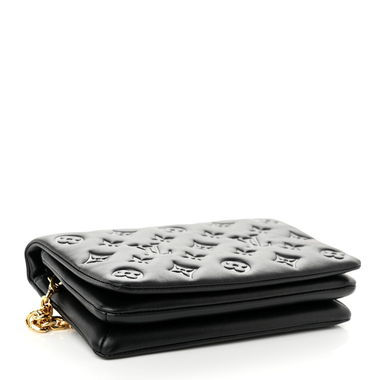 Louis Vuitton Lambskin Embossed Monogram Pochette Coussin Black 4 of 9