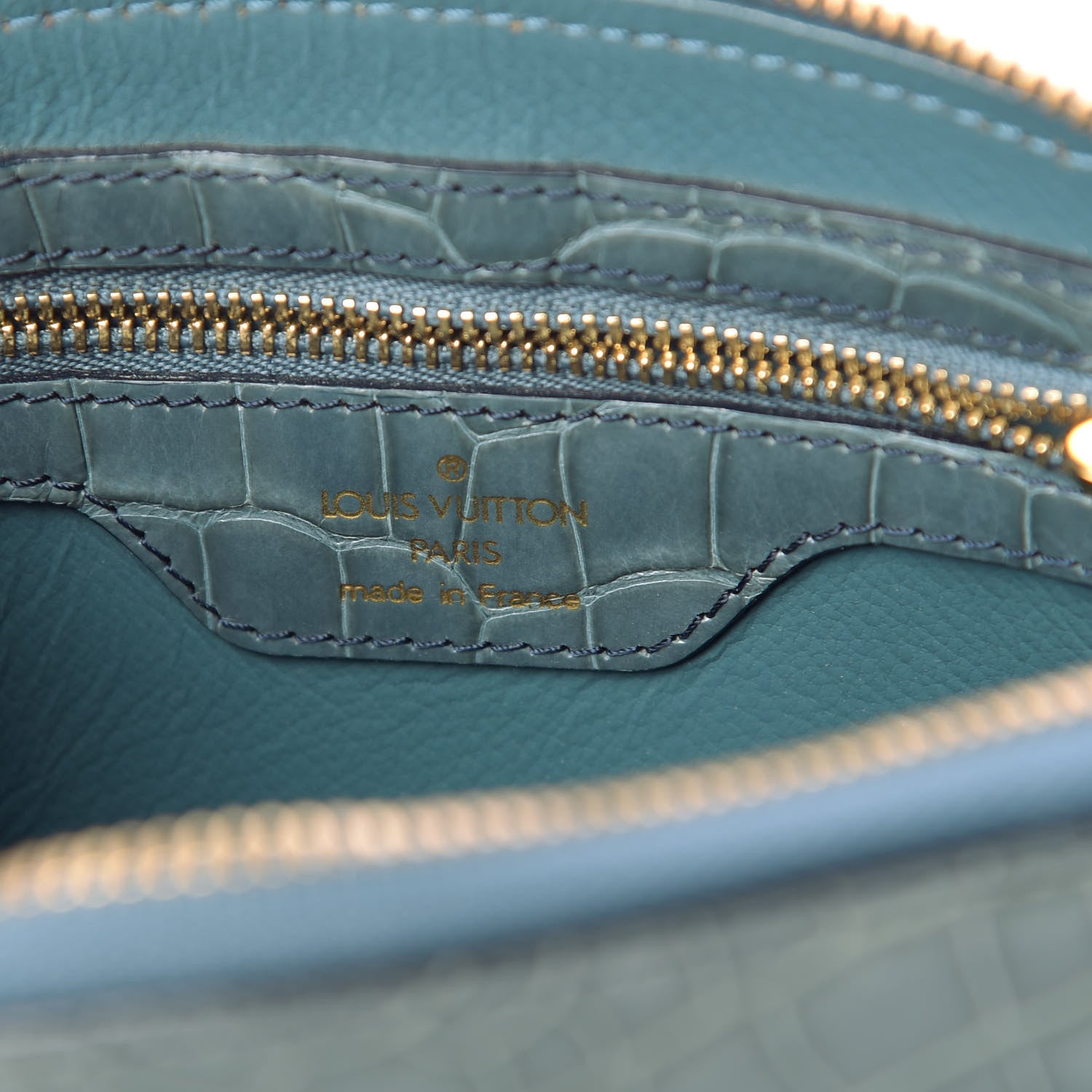 Louis Vuitton Crocodile Lockit Clutch Blue 6 of 8