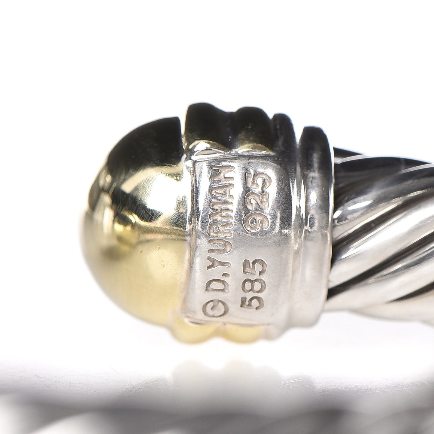 Sterling Silver 14K Yellow Gold 10mm Cable Classics Bracelet