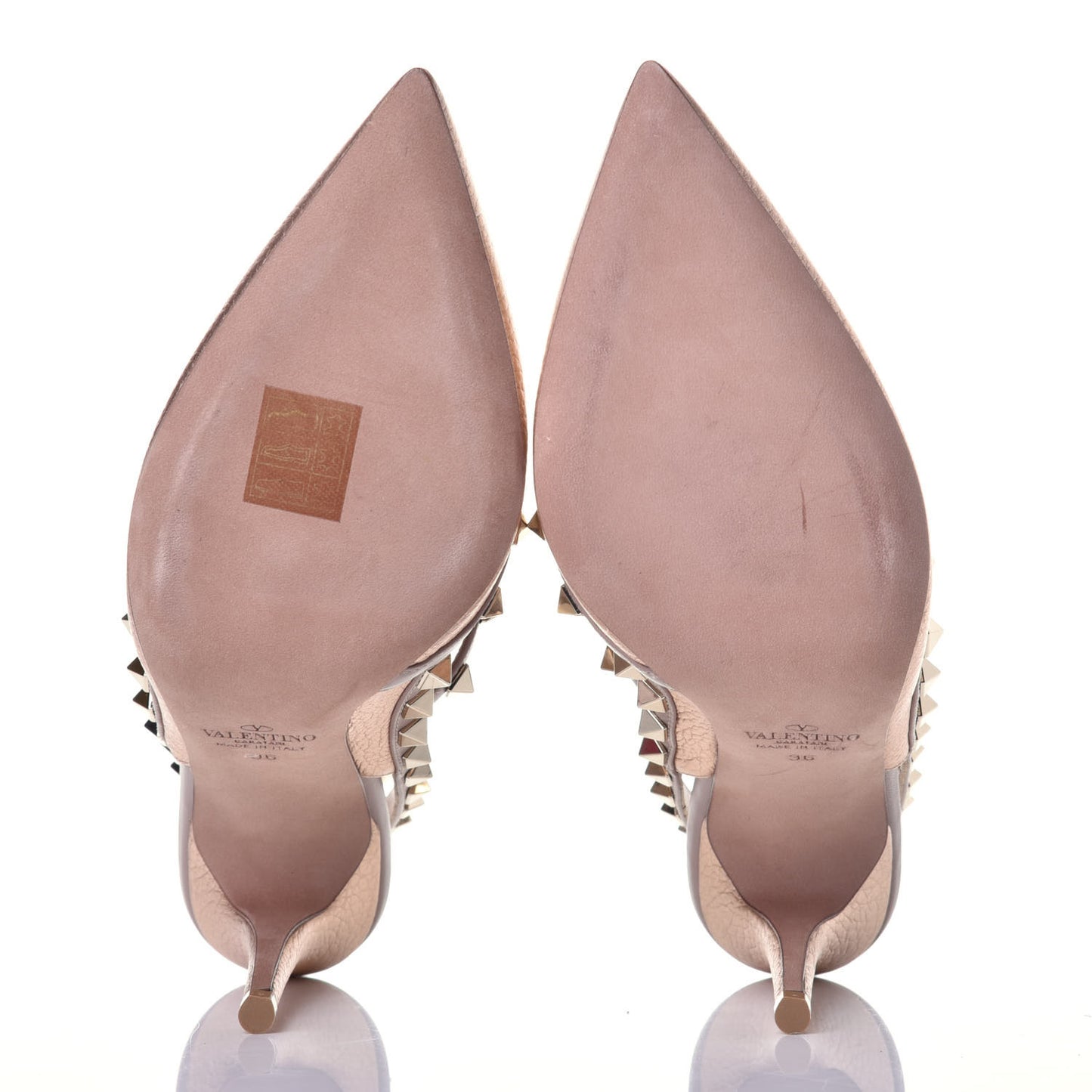 Metallic Pebbled Calfskin Rockstud Ankle Strap 100mm Pumps 36 Rame Poudre