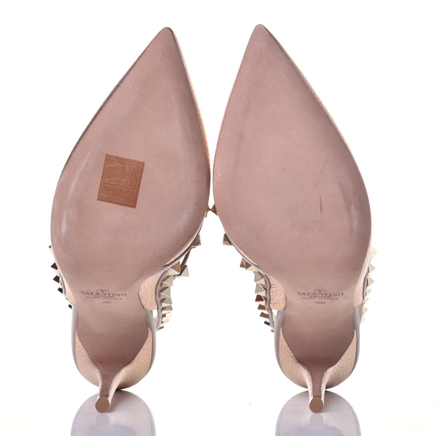 Valentino Garavani Metallic Pebbled Calfskin Rockstud Ankle Strap 100mm Pumps 36 Rame Poudre 5 of 11