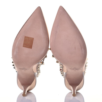 Valentino Garavani Metallic Pebbled Calfskin Rockstud Ankle Strap 100mm Pumps 36 Rame Poudre 5 of 11