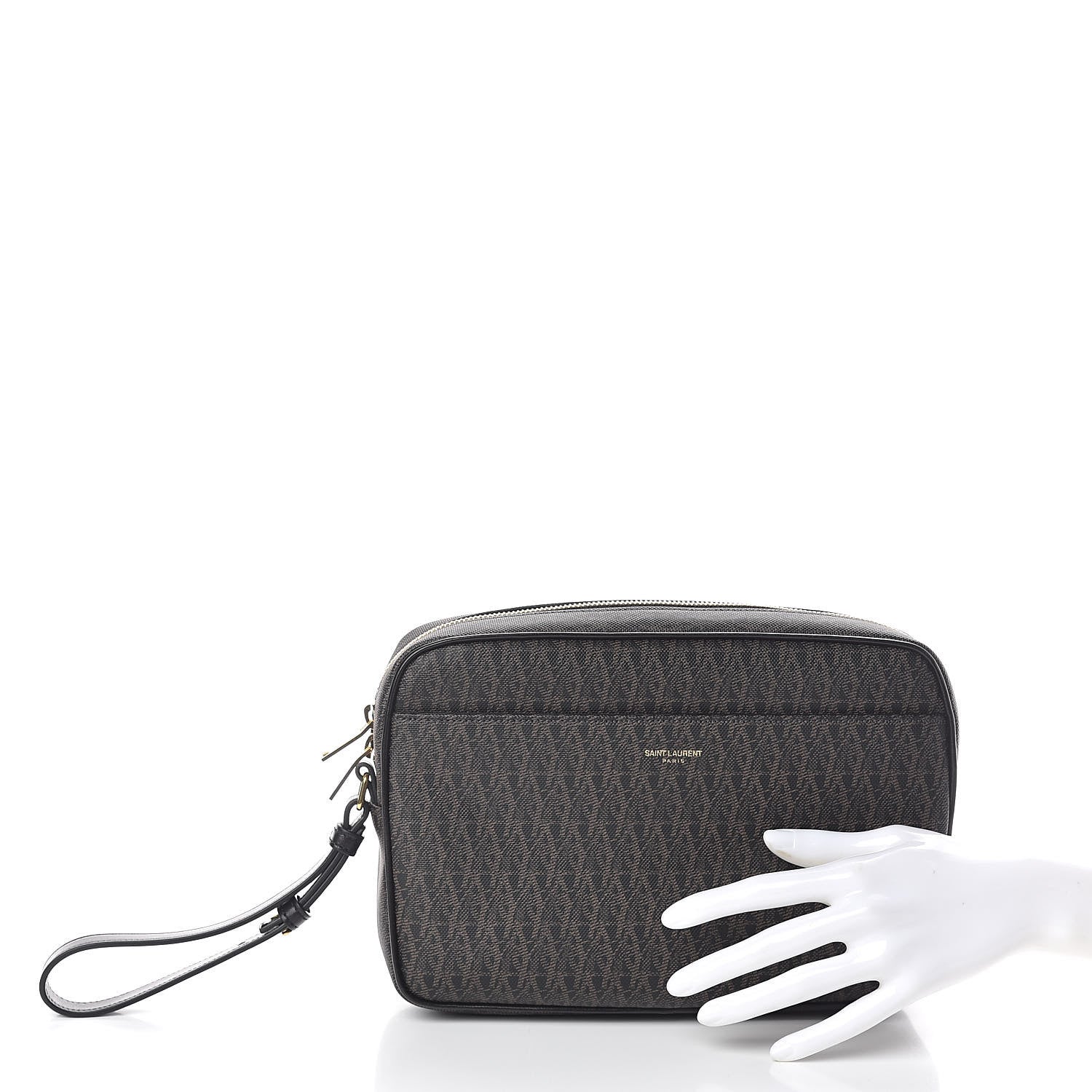 Saint Laurent Toile Classic Monogram Wash Bag Black Lino 2 of 10