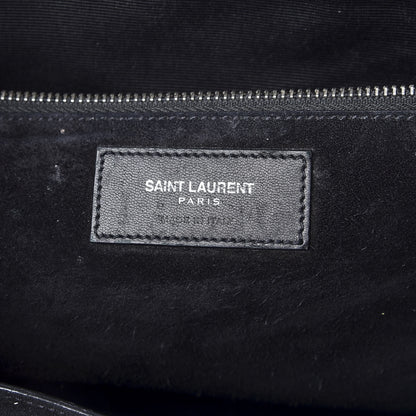 Saint Laurent Calfskin Crocodile Embossed Medium Cabas Rive Gauche Black 7 of 11
