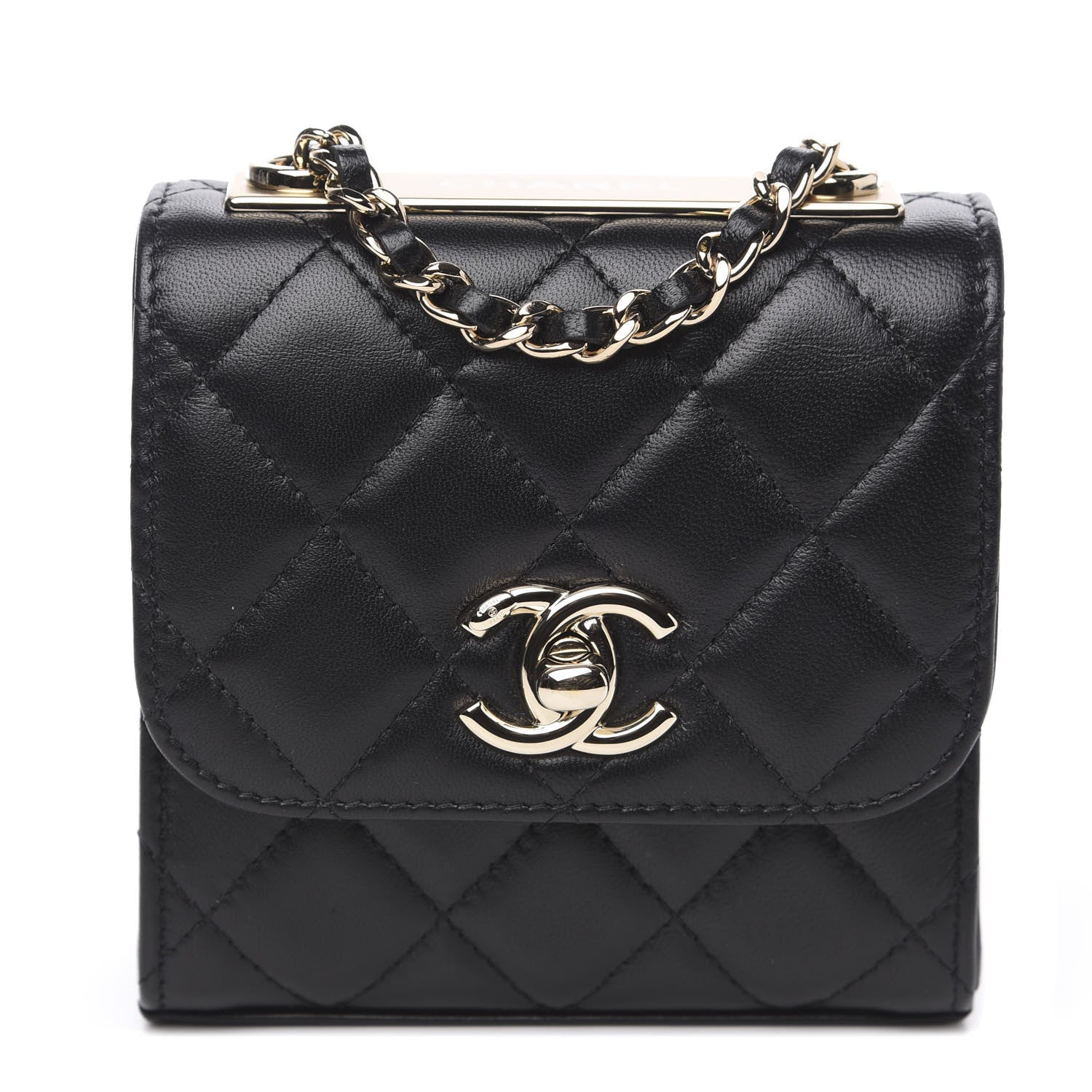 Chanel Lambskin Quilted Mini Trendy CC Chain Wallet Black 1 of 10