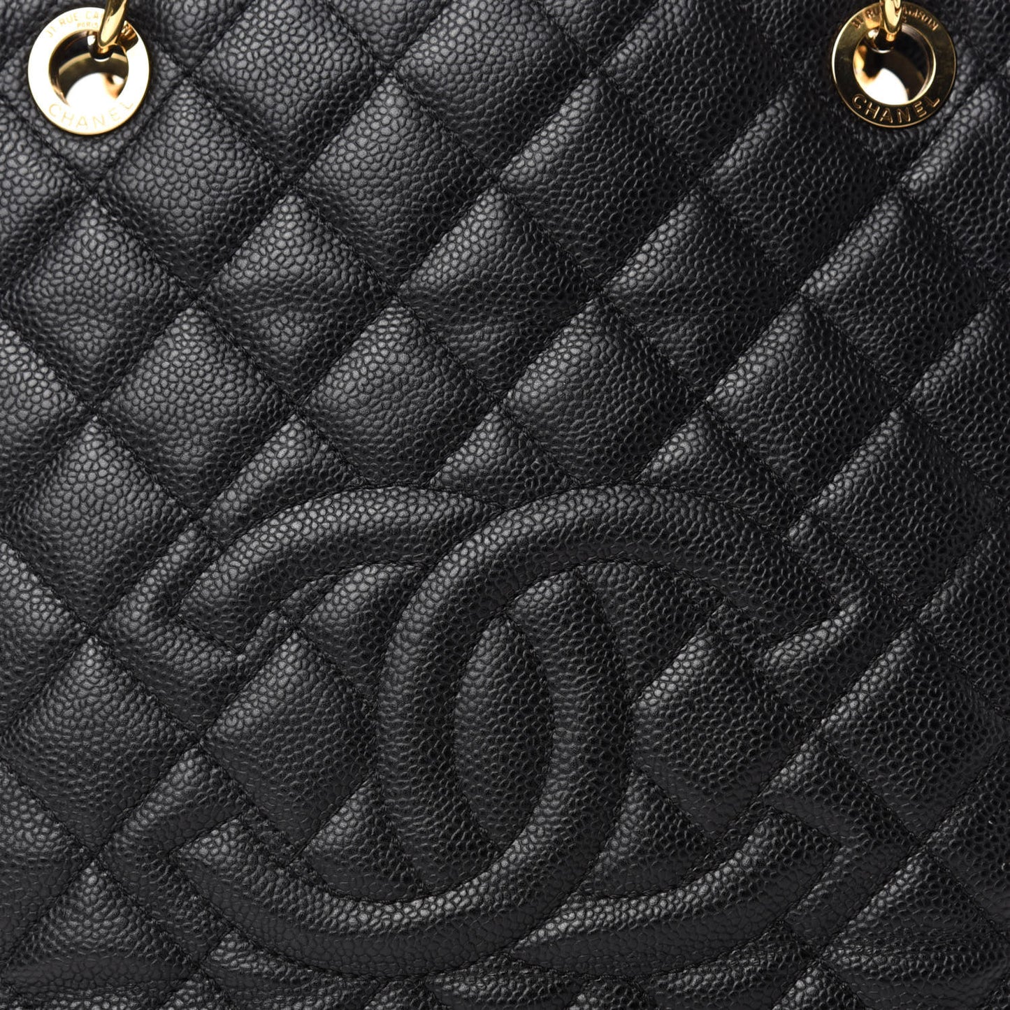 Caviar Quilted Petit Shopping Tote PST Black