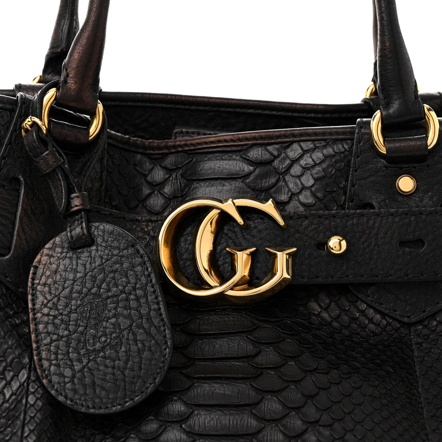 Snakeskin Large GG Running Tote Black