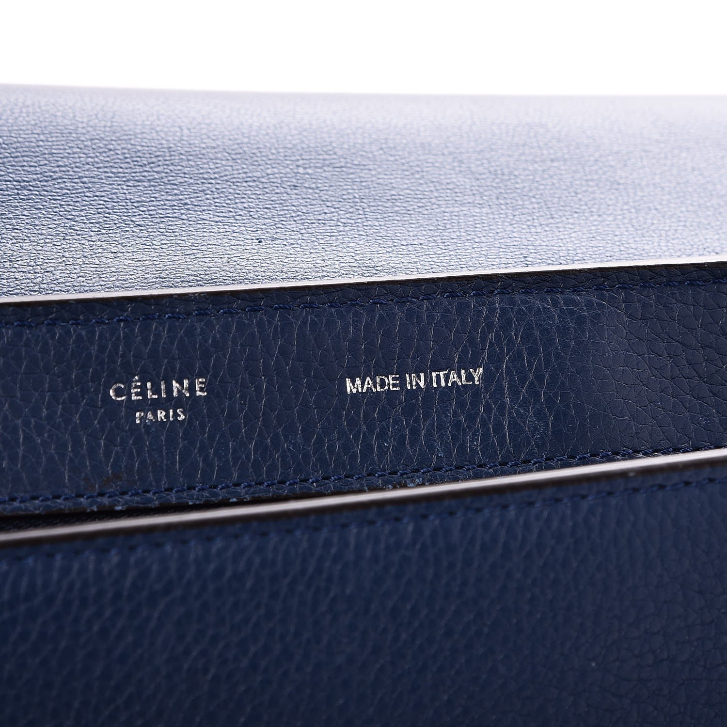 Celine Drummed Calfskin Suede Medium Trapeze Navy 7 of 11