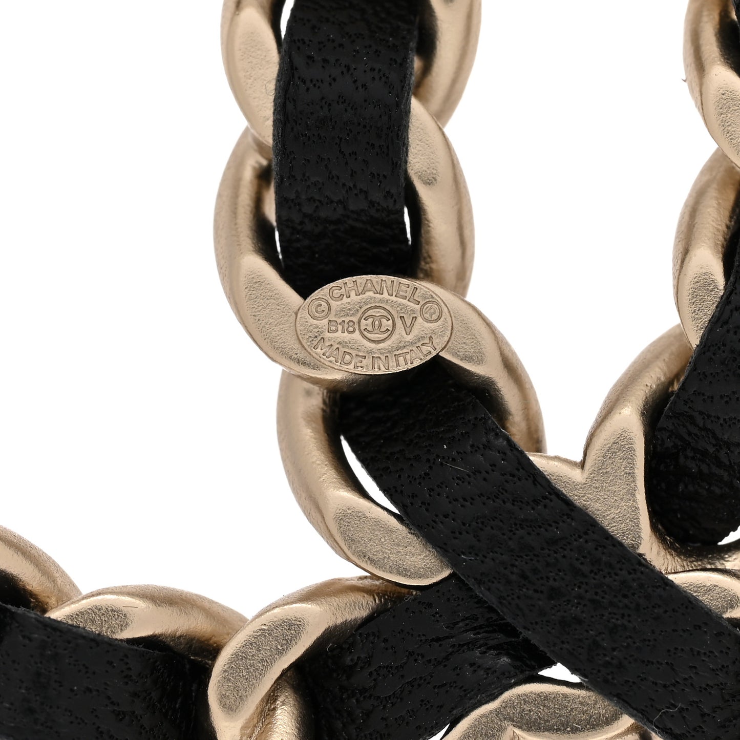 Lambskin Chain CC Brooch Black Gold