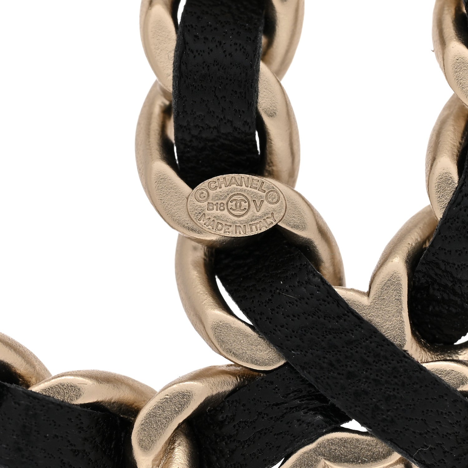 Chanel Lambskin Chain CC Brooch Black Gold 4 of 5
