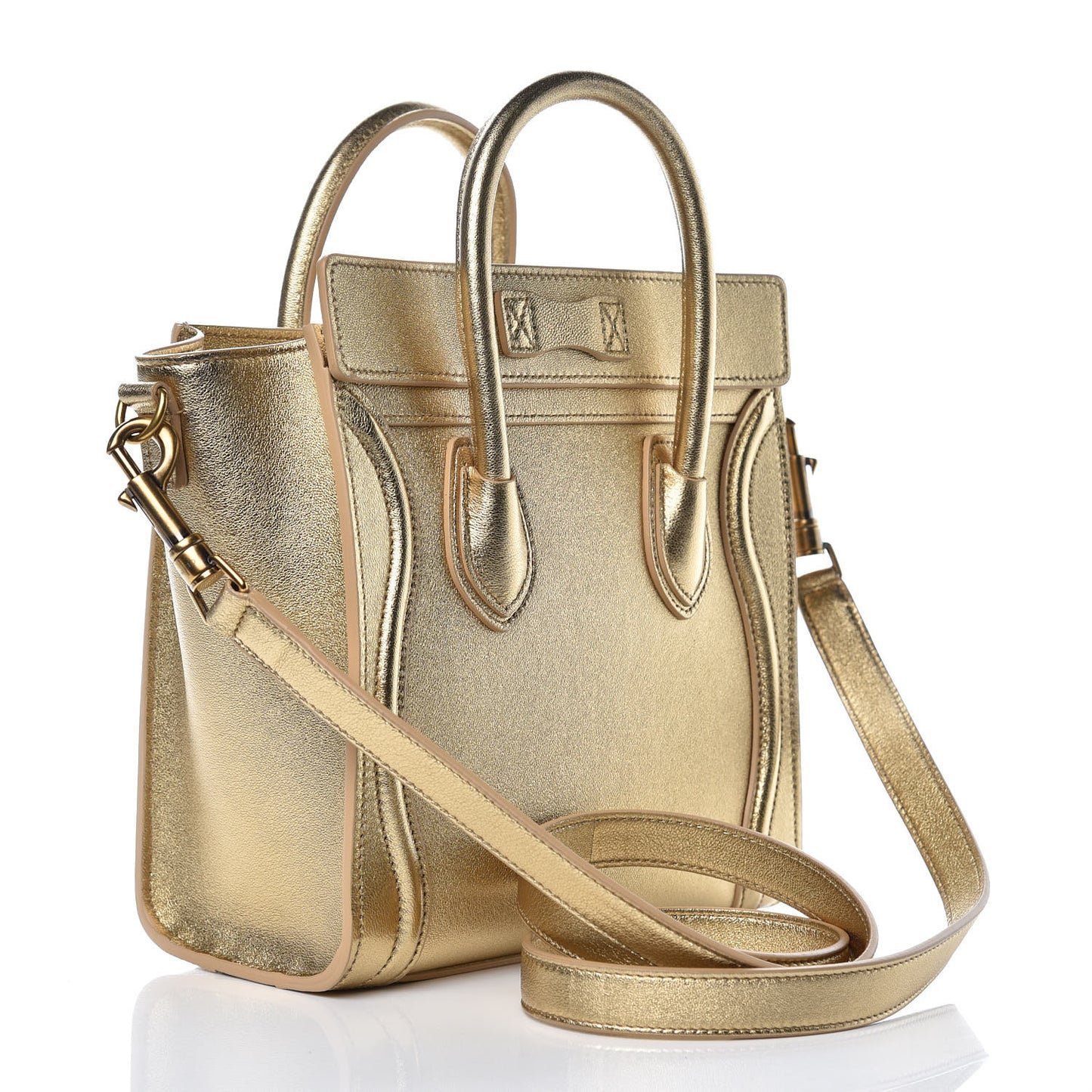 Laminated Lambskin Nano Luggage Gold