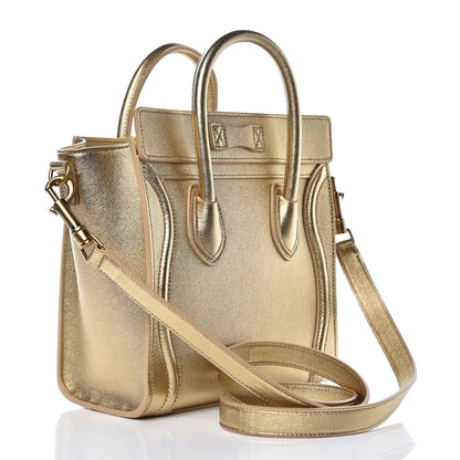 Celine Laminated Lambskin Nano Luggage Gold 3 of 13
