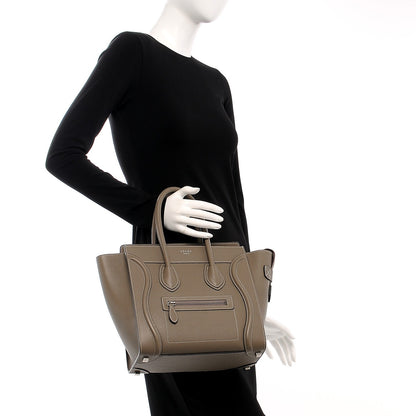 Celine Drummed Calfskin Micro Luggage Souris 2 of 7
