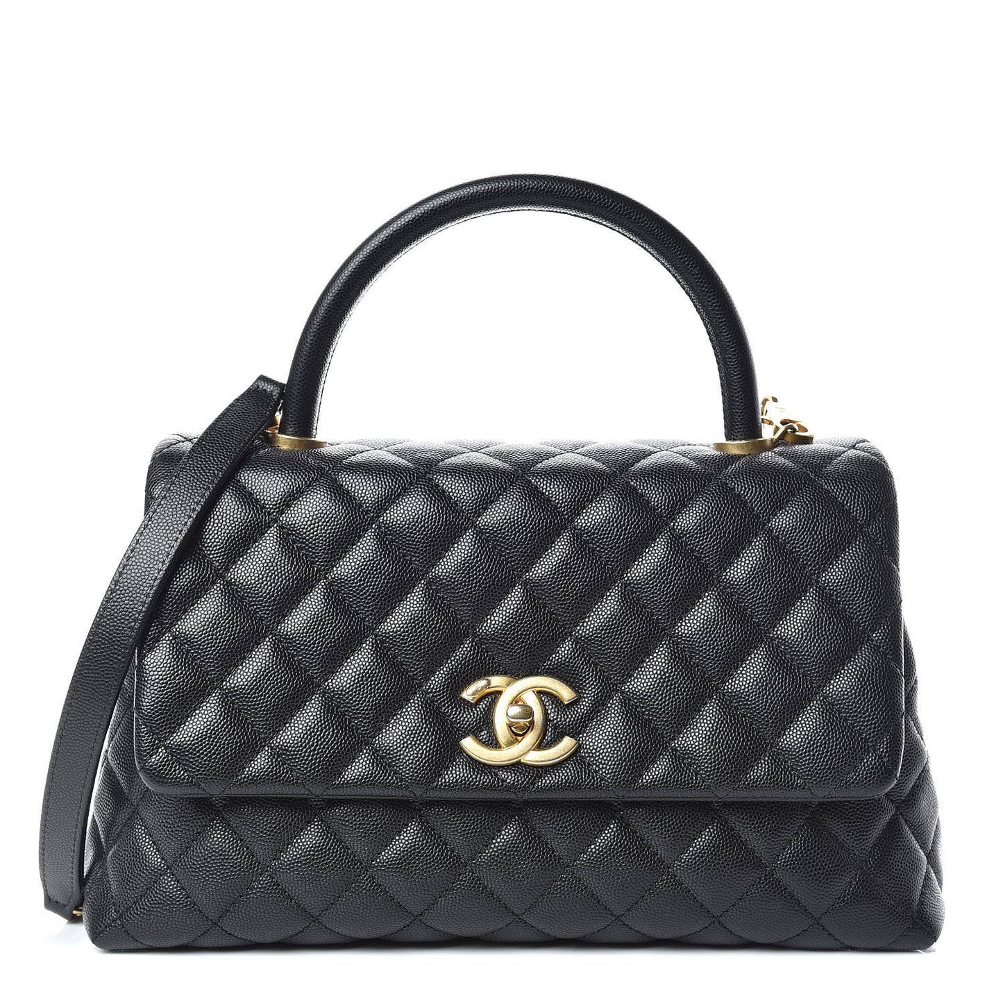 Caviar Quilted Small Coco Handle Flap Black
