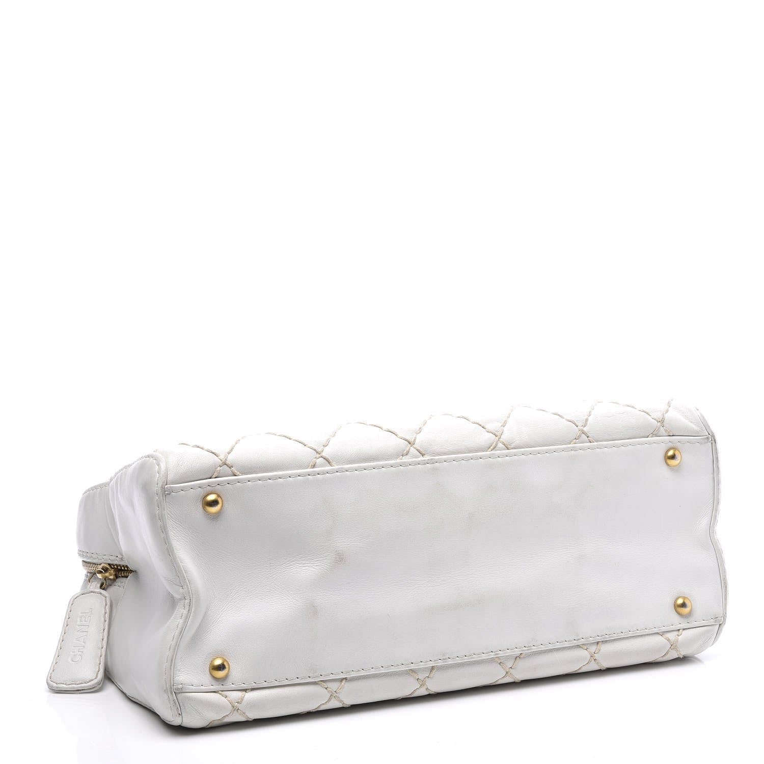 Chanel Calfskin Stitch Bowler White 3 of 9