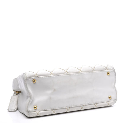 Chanel Calfskin Stitch Bowler White 3 of 9