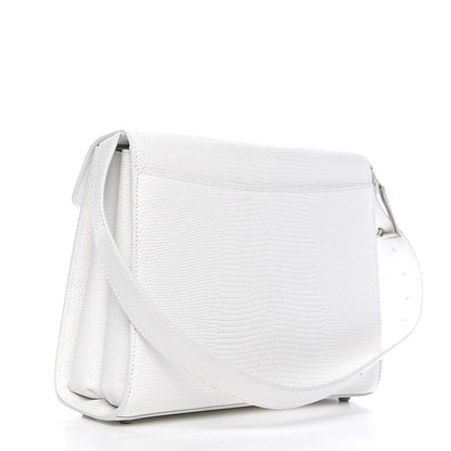 Balenciaga Patent Calfskin Lizard Embossed Medium Ghost Shoulder Bag Optic White 2 of 8