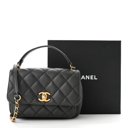 Chanel Calfskin Quilted Top Handle Flap Black 11 of 11