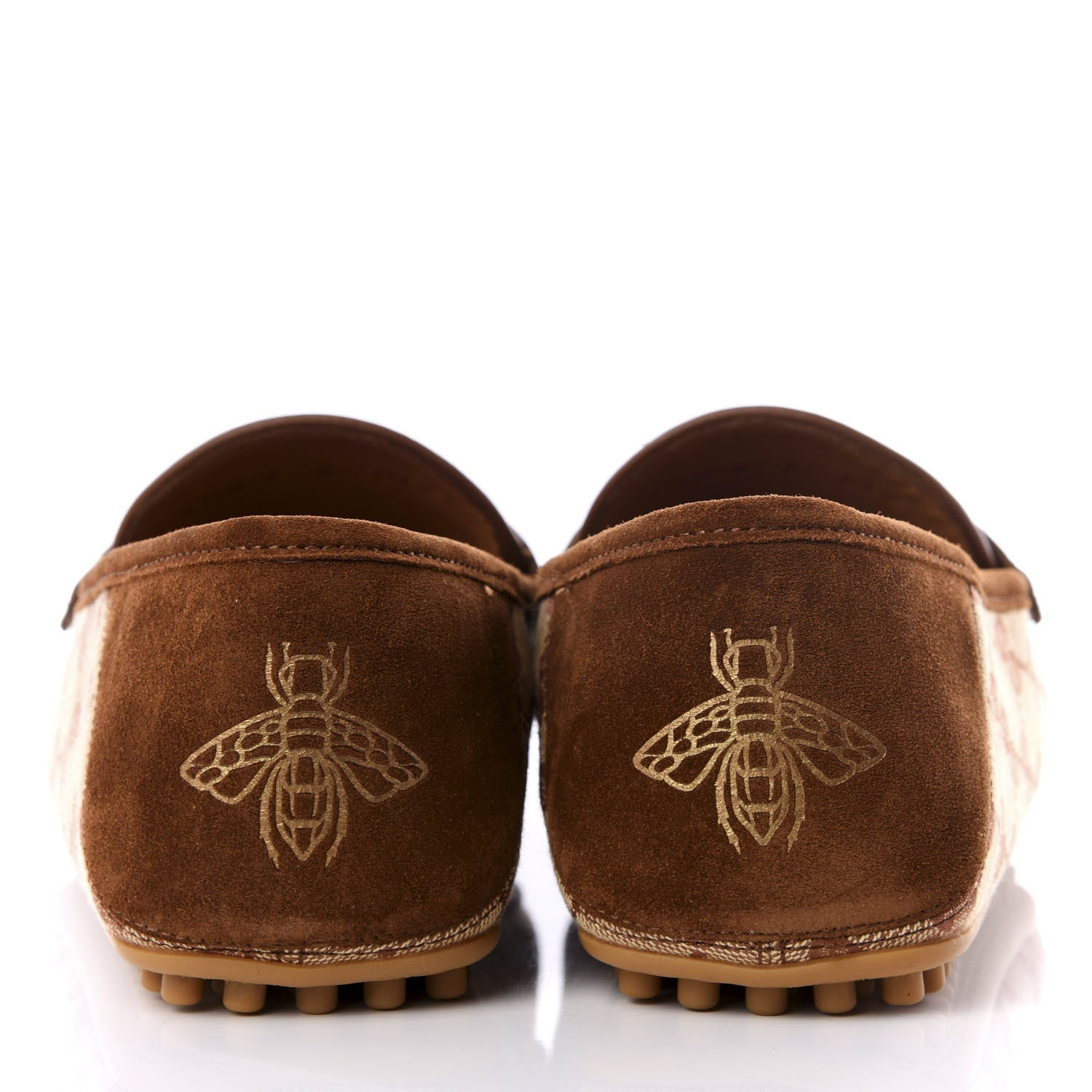 Gucci GG Monogram Suede Mens Driver Loafers 6 Beige Ruggine Cuir 4 of 9