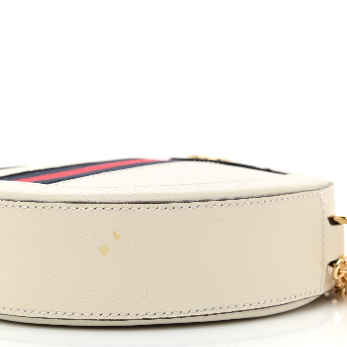 Textured Calfskin Web Mini Ophidia Round Shoulder Bag Mystic White