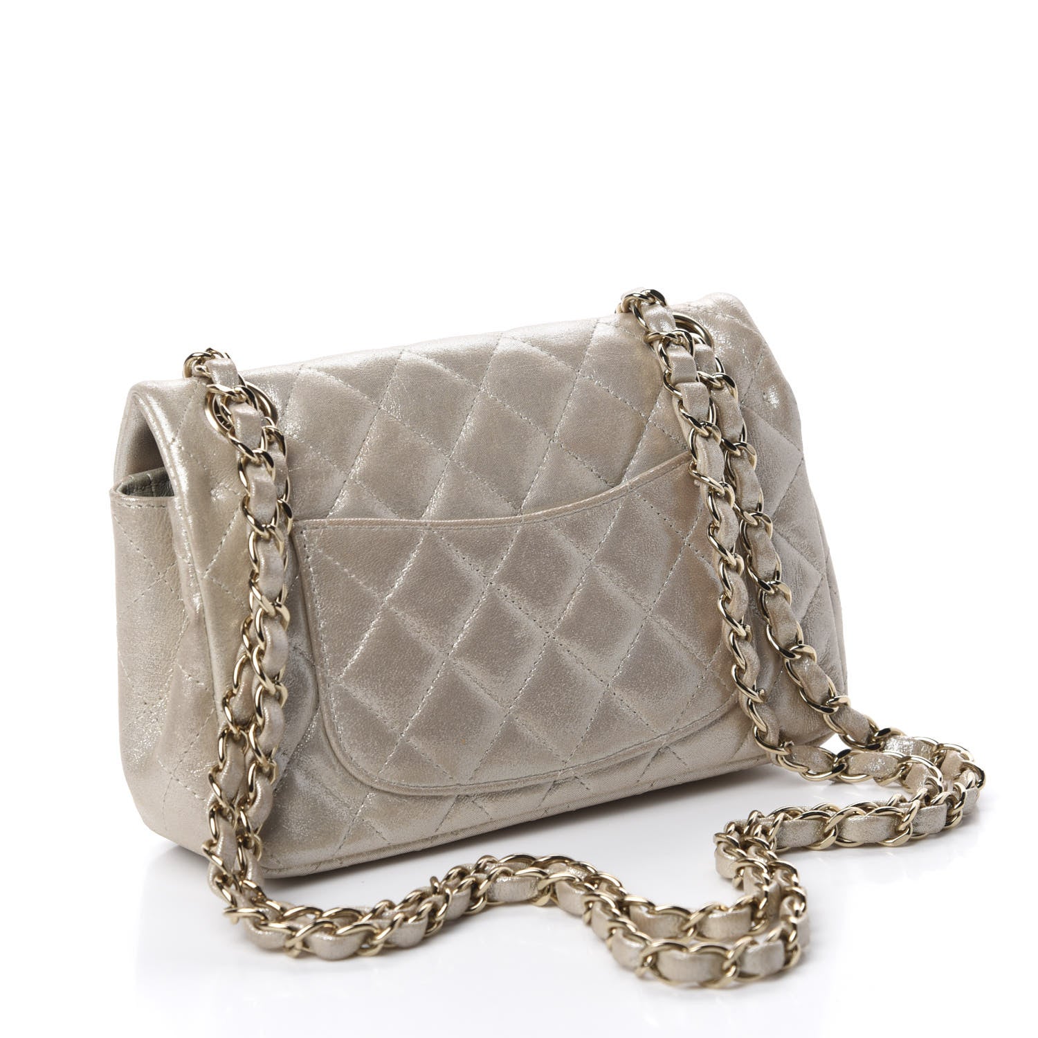 Chanel Iridescent Calfskin Quilted Mini Rectangular Flap Light Gold 3 of 11