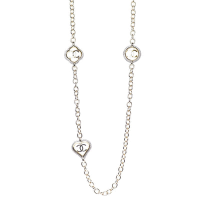 Chanel Crystal CC Chain Heart Necklace Gold 1 of 9