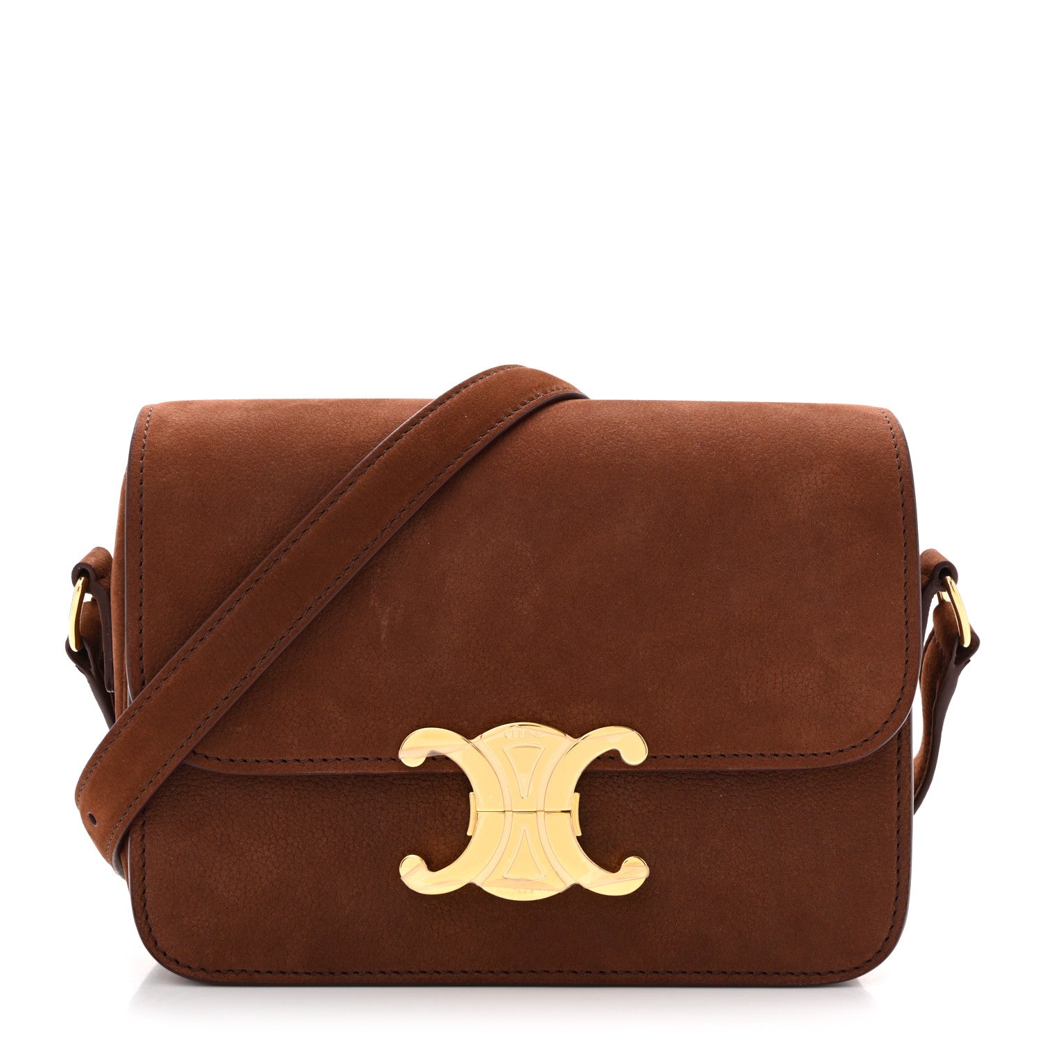 Celine Nubuck Calfskin Teen Triomphe Chestnut 1 of 12