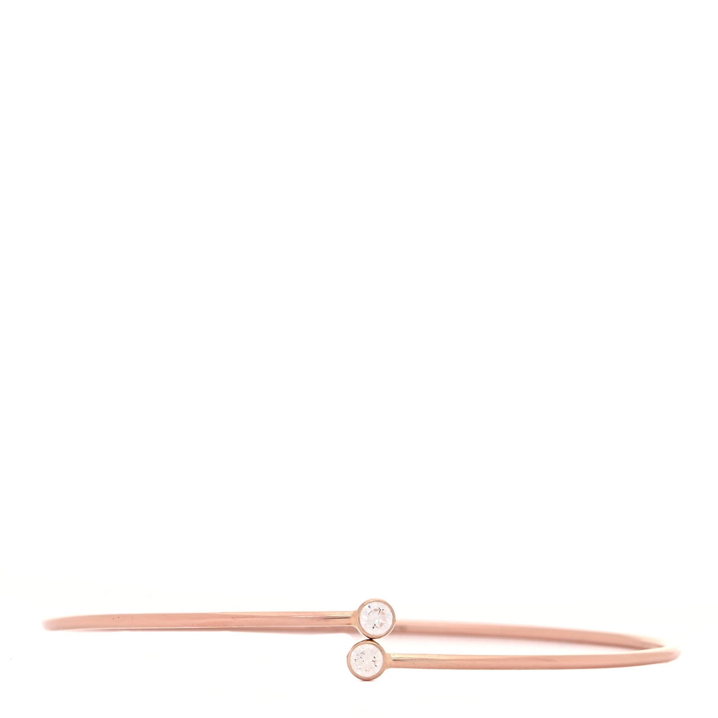18K Rose Gold Diamond Elsa Peretti Hoop Single Row Bangle Bracelet