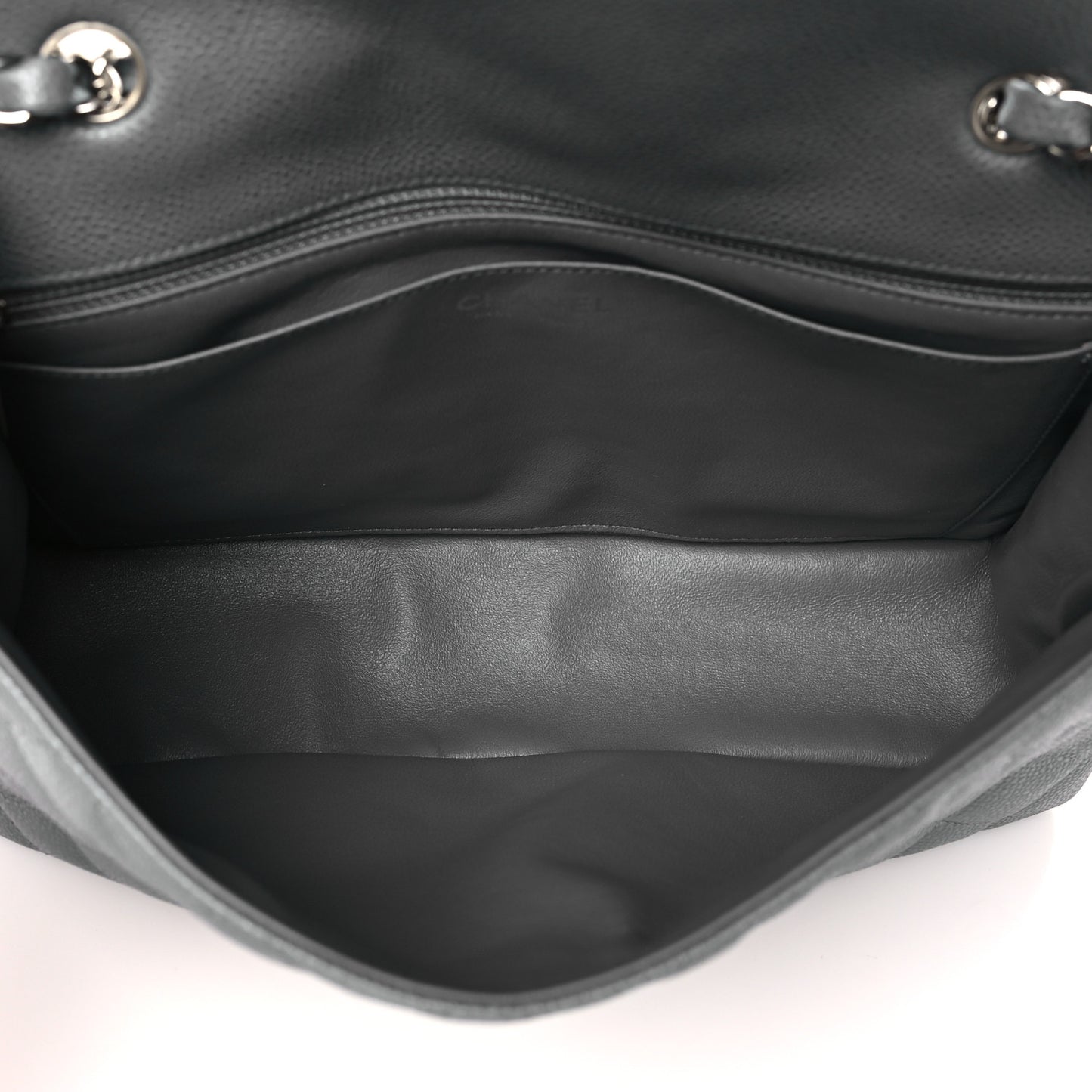 Caviar Quilted Jumbo Single Flap Grey