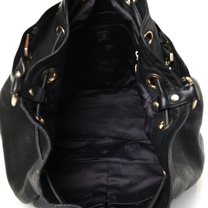 MCM Calfskin Ottomar Drawstring Shoulder Bag Black 4 of 4