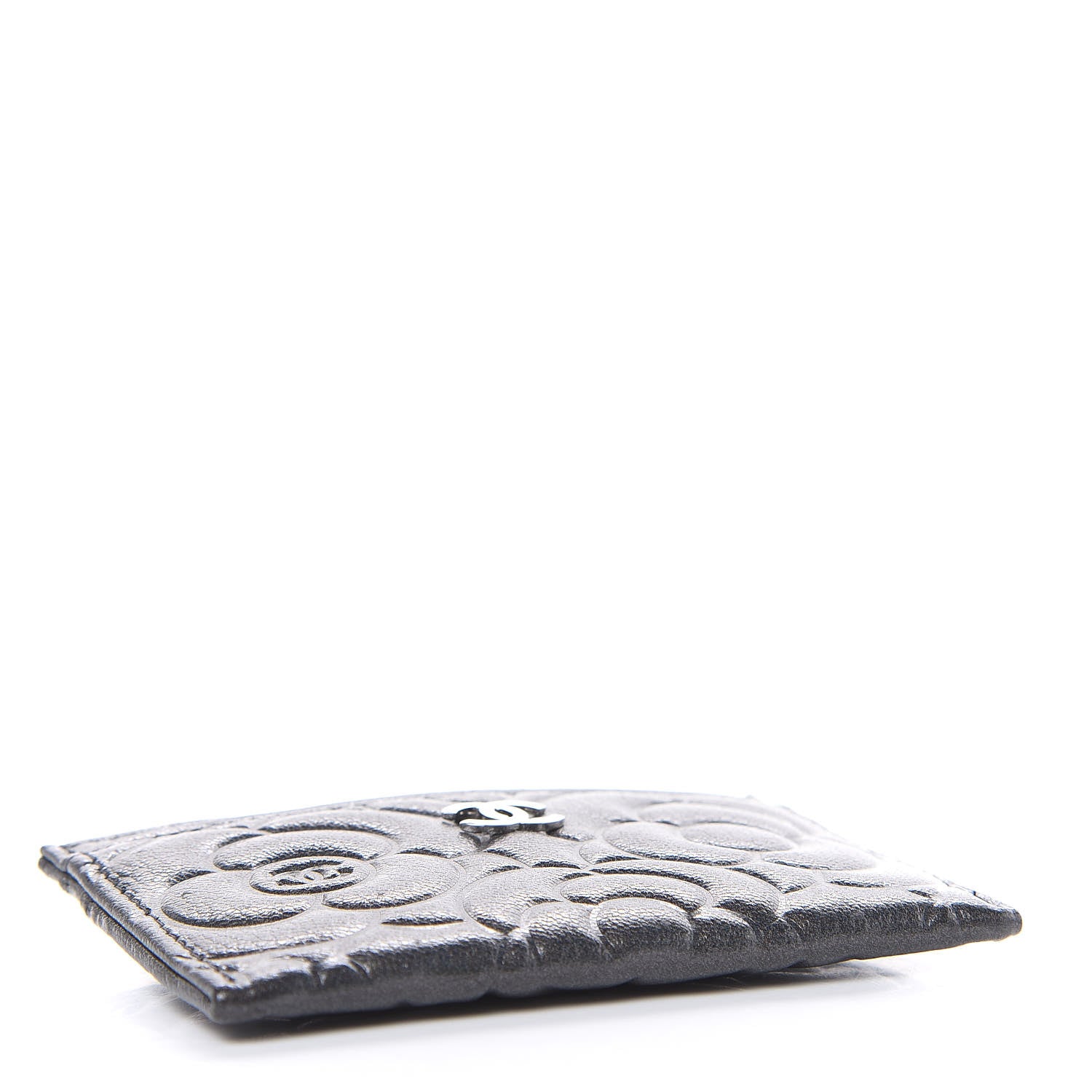 Chanel Goatskin Camellia Embossed Card Holder Grey 4 of 9