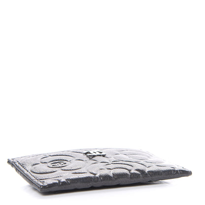 Chanel Goatskin Camellia Embossed Card Holder Grey 4 of 9