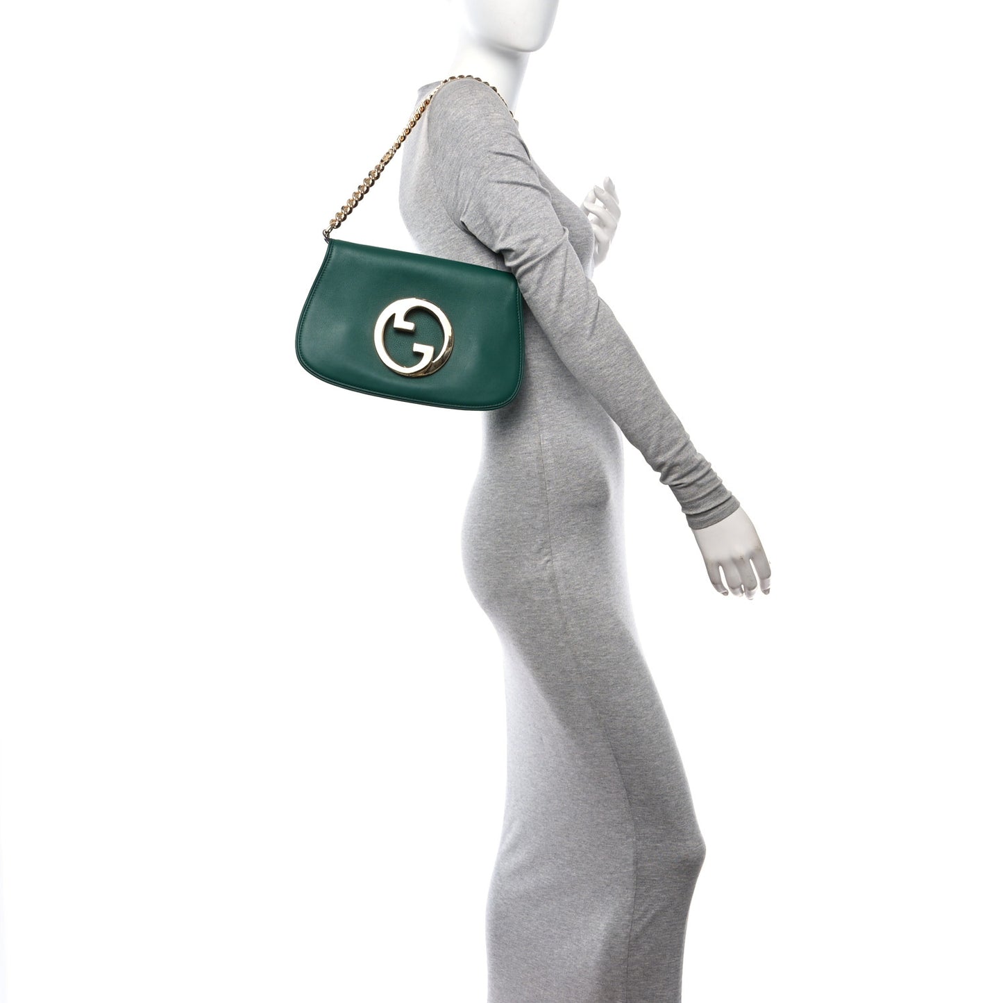 Roxy Calfskin Blondie Chain Shoulder Flap Bag Emerald